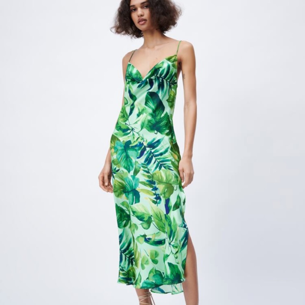 ZARA - Tropical Print Slip Dress